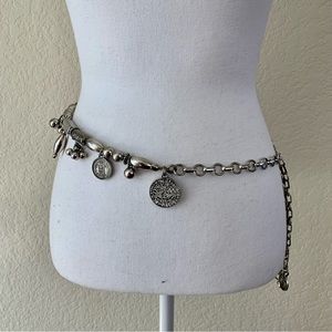 Chico's Retired Parker Coin Chain Belt in Antiqued Silver Tone, EUC